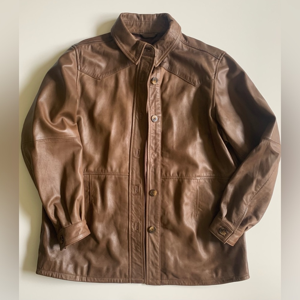 Nasty Gal faux leather shirt jacket shacket size small